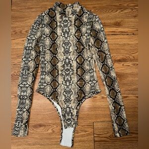 Sexy Leopard Snake long sleeve bodysuit